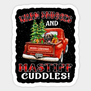Warm Snuggles And Mastiff Cuddles Truck Tree Christmas Gift Sticker